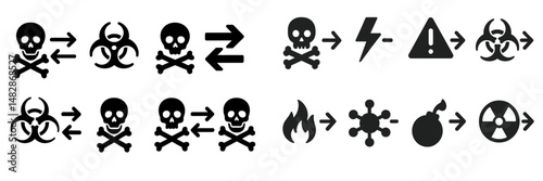 Symbols representing hazards and dangers associated with toxic substances in industrial settings