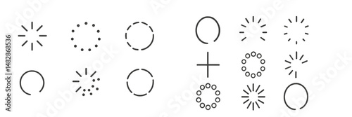 Various loading indicators designed for user interfaces seen in a minimalist style on a clean background