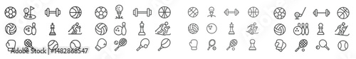 Collection of sports and recreational activity icons featuring various athletic disciplines