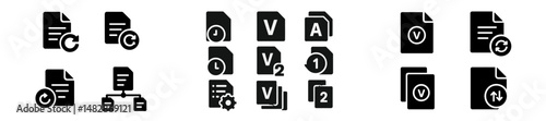 Icon set displaying various document symbols and file management concepts designed for digital organization and workflow