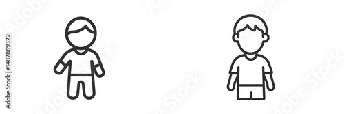 Two simple cartoon characters facing each other in a friendly interaction indoors during daylight hours