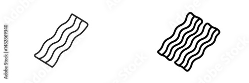 Creative art representation of bacon strips drawn in simple line style on a plain background