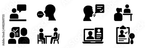Communication and collaboration icons representing various interactions in professional settings
