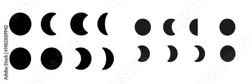 Different phases of the moon illustrated, depicting the lunar cycle and its stages clearly and effectively