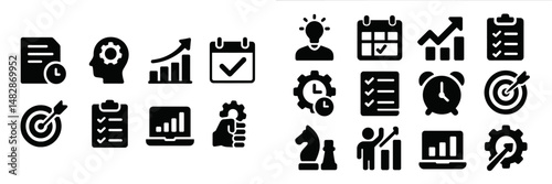 Visual representation of planning, productivity, and strategy for business success