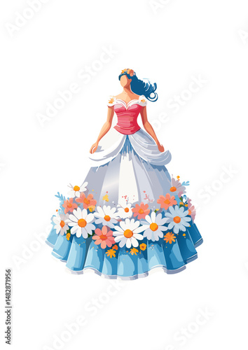 ball gown wedding dress, pink trim, yellow bodice, red lace, clover top.ball gown styles became more diverse, reflecting a wider range of tastes and influences. While traditional, voluminous ball gown