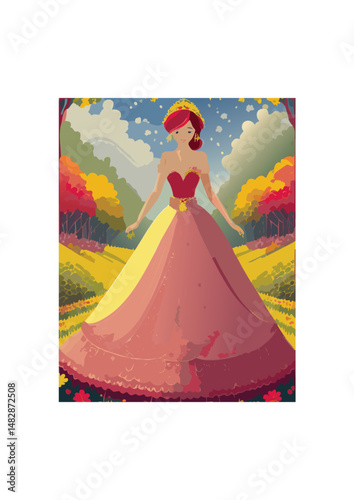 ball gown wedding dress, blue trim, pink and blue bodice, white lace, daisy bodice.all gowns of this period were characterized by their full, bell-shaped skirts, fitted bodices, and elaborate embellis
