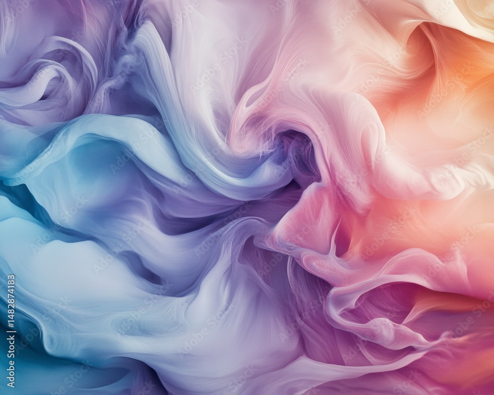 Obraz premium Abstract Colorful Waves of Fabric Flowing in Soft Pastel Tones