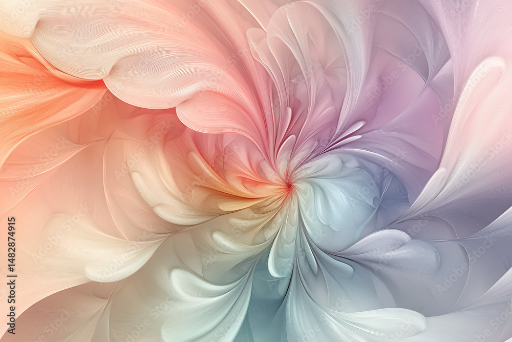 Fototapeta premium Abstract floral design with soft pastel colors and swirling petal formations creating a dreamlike effect
