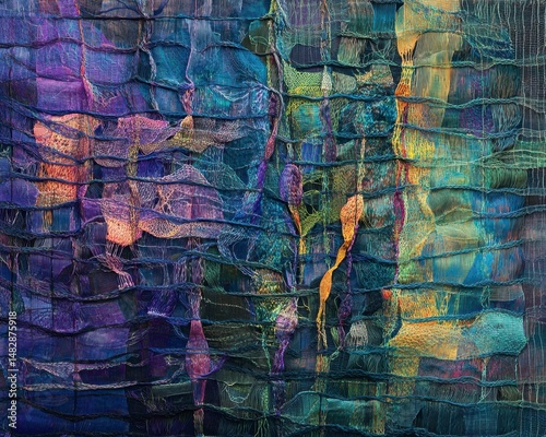 Abstract Textured Fabric in Vibrant Colors with Artistic Patterns