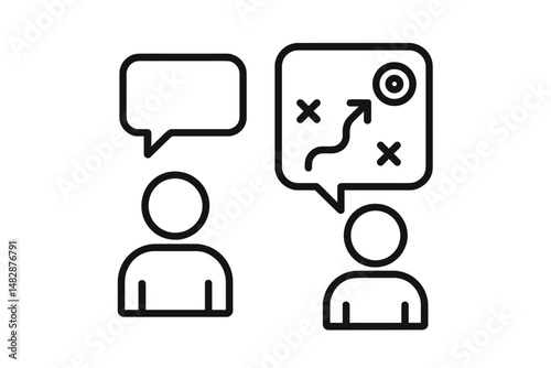 Discussion of strategies between two people in a professional setting during a brainstorming session