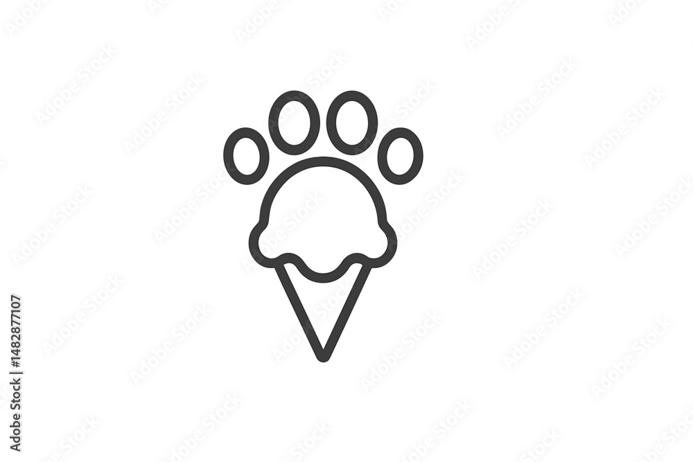 Ice cream cone with paw print design suitable for animal lovers and pet-themed events Ice cream cone with paw print design suitable for animal lovers and pet-themed events