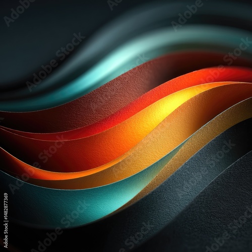 Abstract paper waves in vibrant colors
