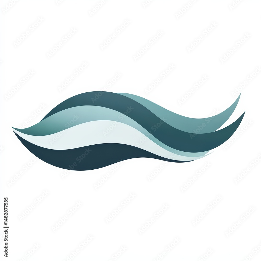 Abstract illustration of flowing waves in teal and blue tones Abstract illustration of flowing waves in teal and blue tones