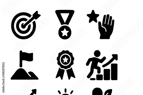 Achieving goals and recognizing success through various symbols of motivation and accomplishment