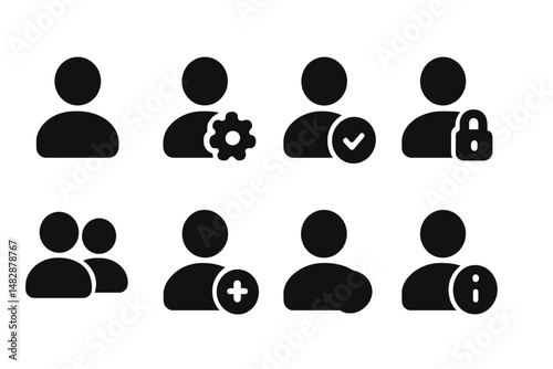 Icons representing user account features for digital applications in a minimalist design