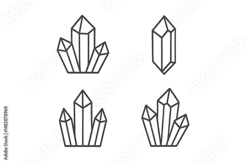Unique crystal formations arranged in various shapes and designs highlighting natural beauty