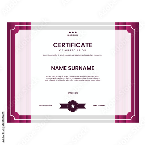 Tamplate Certificate Elegant Design Vector Of Appreciation Colorfull For Graduation Or Business