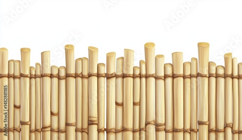 Natural Bamboo Fence Background with Vertical Sticks and Texture