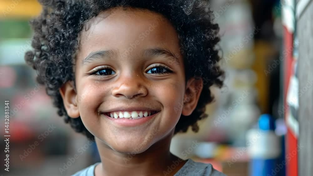Joyful child smiling brightly outdoors captures innocence and happiness Joyful child smiling brightly outdoors captures innocence and happiness