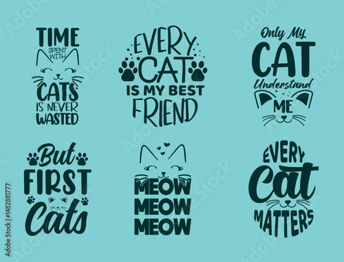 Adorable cat-themed illustrations designed to brighten kids' outfits and tees