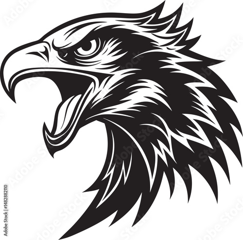 Minimalist eagle head silhouette vector in black, great for cutting machines like Cricut or Silhouette, Wildlife Silhouette Vector.