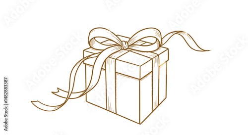 Gift box with ribbon on white background