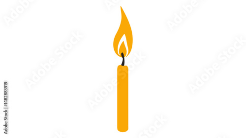 simple icon of a yellow candle with flame shape illustration