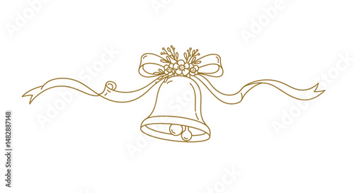 Decorative bell with bow and flowers