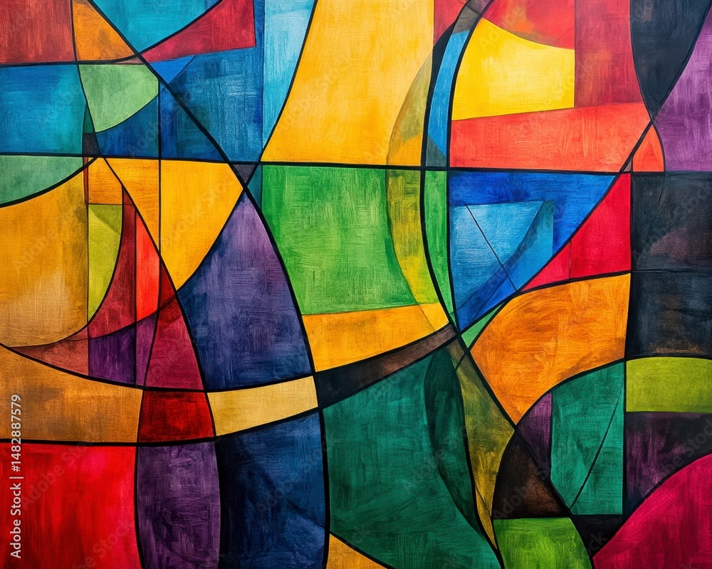 Fototapeta premium Colorful Abstract Geometric Art with Vibrant Shapes and Lines