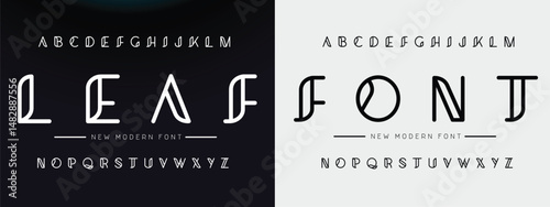 Creative Outline Double line monogram alphabet and tech fonts. Lines font regular uppercase and lowercase. Vector illustration.