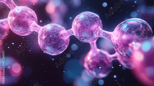 Abstract molecular bonds in gradient transparency with lab-grade precision scientific illustration, matte surface reflection enhancing atomic structure visualization. Technical design for chemistry 