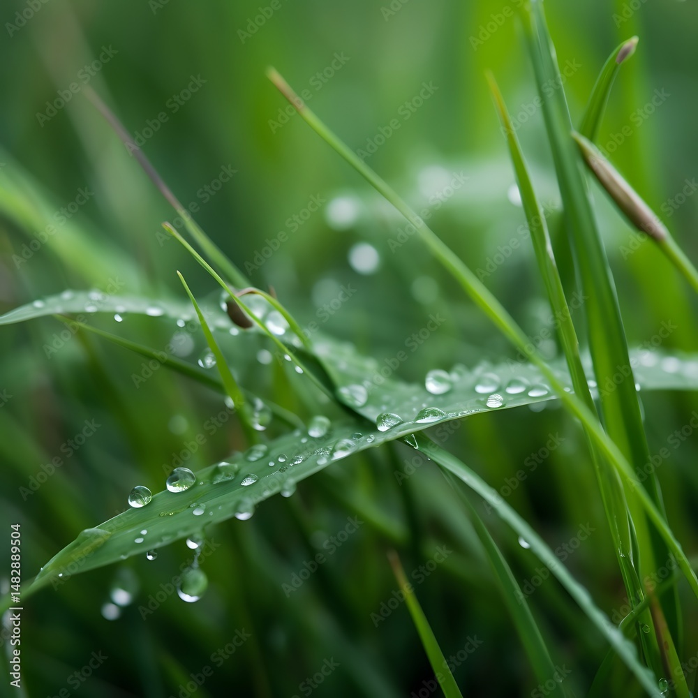 Obraz premium Dew Drops on Grass.