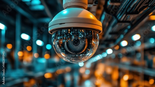 Industrial security camera in a factory environment
