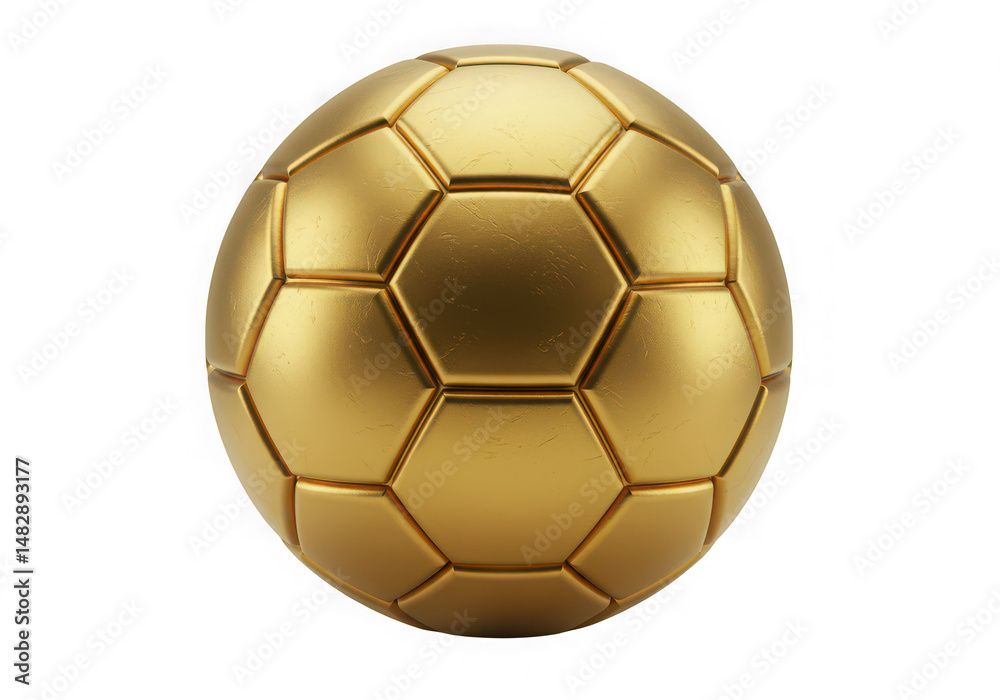 Fototapeta premium Golden soccer ball isolated on transparent background for sports, awards, and luxury themes