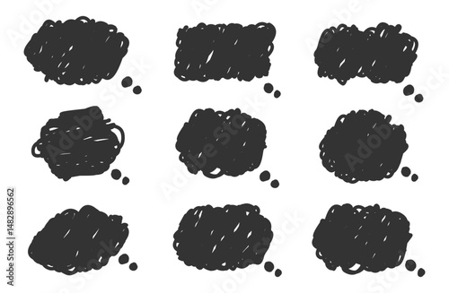 Thinking Cloud Speech Bubble Set – Doodle Style Collection