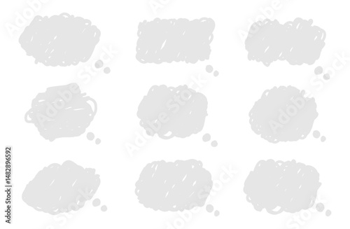 Thinking Cloud Speech Bubble Set – Doodle Style Collection
