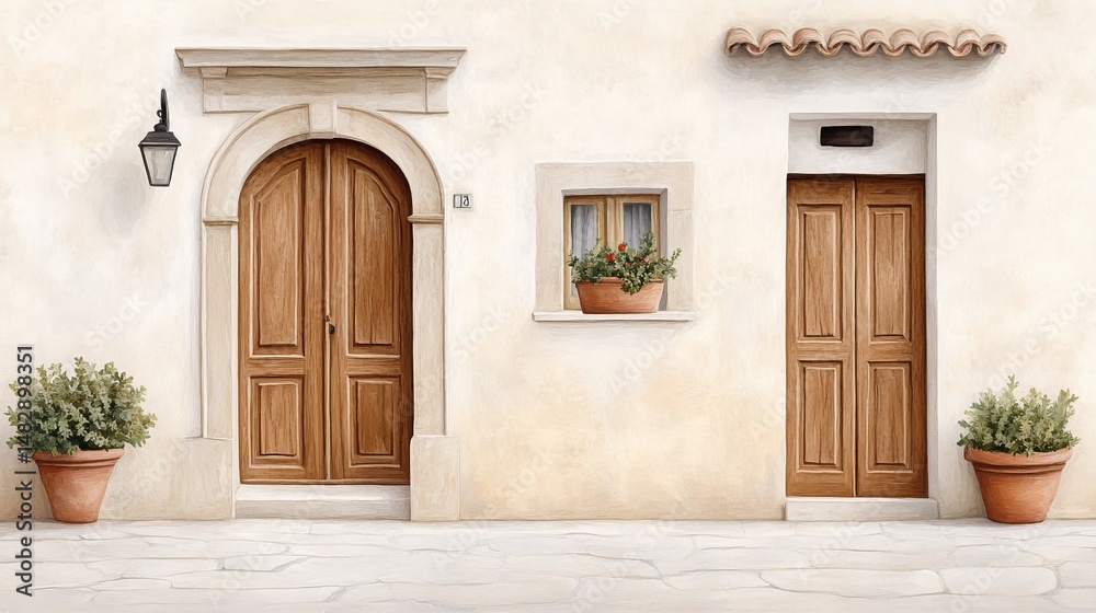 Fototapeta premium Charming old town architecture italy painting of doors vacation viewpoint in a quaint environment
