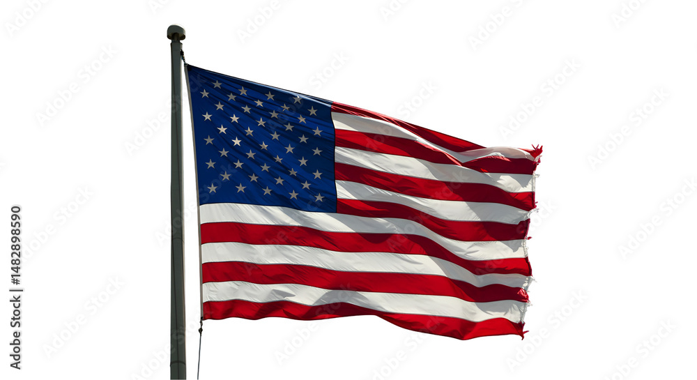 Fototapeta premium American flag waving against Transparent Background