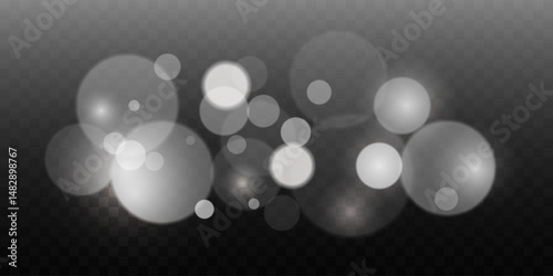 White bokeh on transparent background. Magic blur png.Vector.EPS 10.