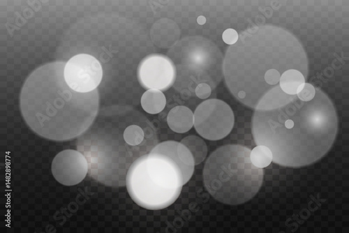 White bokeh on transparent background. Magic blur png.Vector.EPS 10.