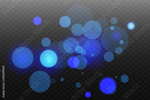 Abstract background. Frame for design. Blue bokeh on transparent background. Vector.