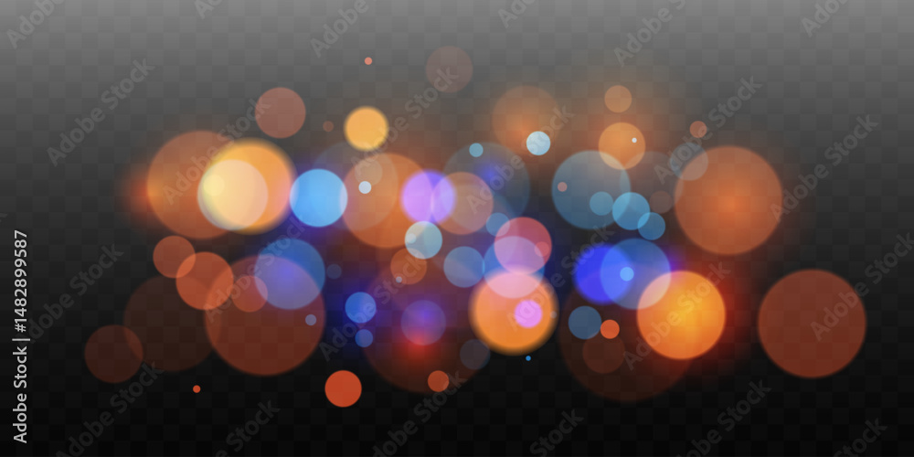 Bokeh lights. Bright blurred light effect. Vector illustration.
