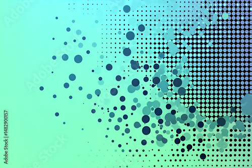 Abstract composition featuring gradient background and geometric circular dot patterns