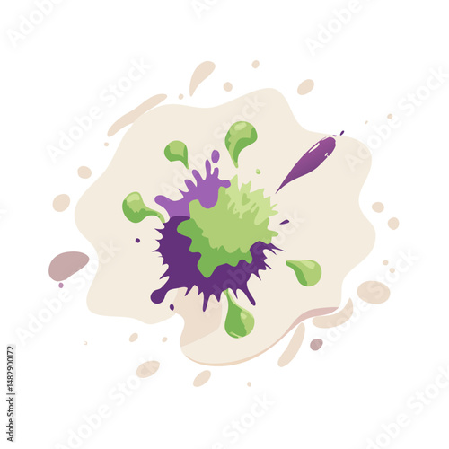 Abstract green and purple splash with brown base