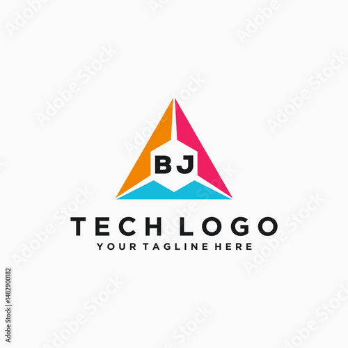 BJ Initials Tech Logo Vector Art  Icons  and Graphics