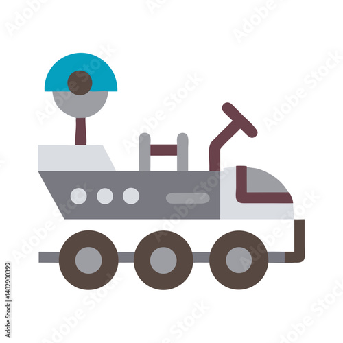 Simple gray moon rover robot icon	