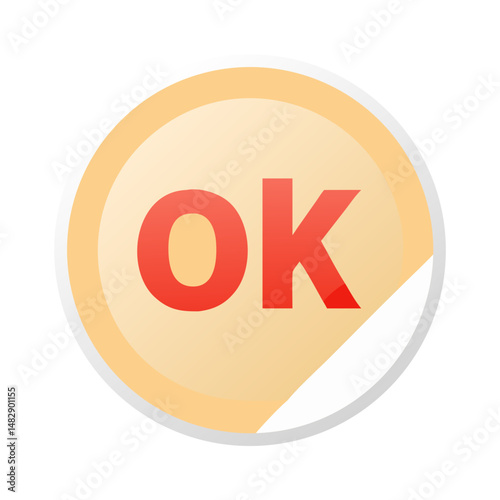 OK sticker in orange circle with soft shadow