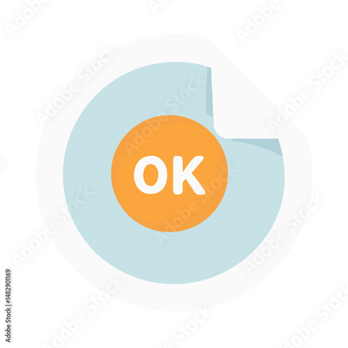 OK icon in flat style with blue and orange segments