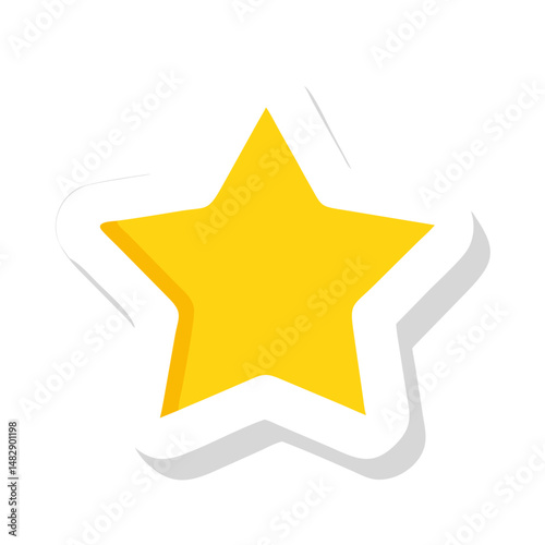 Yellow star sticker with soft shadow and white outline